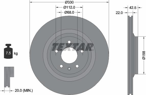 Textar 92160403 — Tarcza hamulcowa