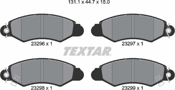 Textar 2329601 — Zestaw klocków hamulcowych, hamulce tarczowe