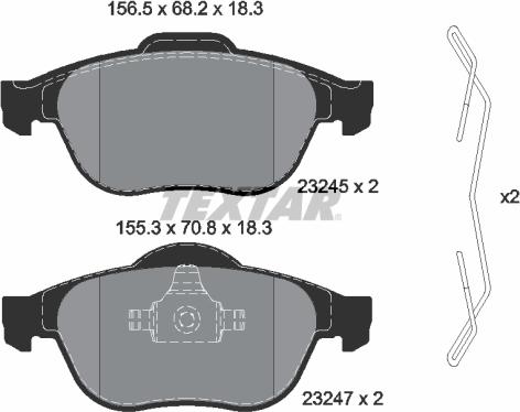 Textar 2324502 — Zestaw klocków hamulcowych, hamulce tarczowe