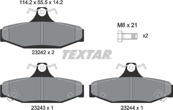 Textar 2324201 — Zestaw klocków hamulcowych, hamulce tarczowe