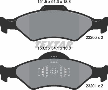 Textar 2320001 — Zestaw klocków hamulcowych, hamulce tarczowe