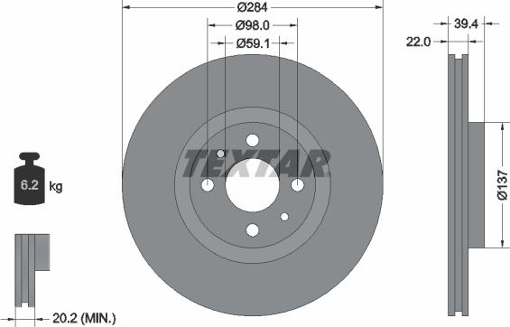 Textar 92055203 — Tarcza hamulcowa