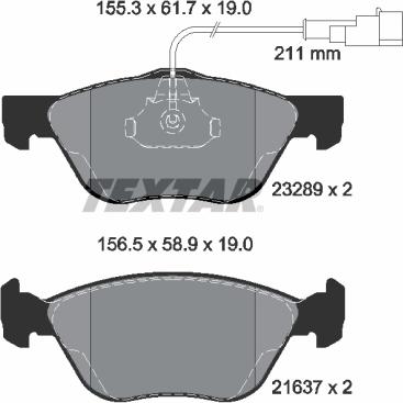 Textar 2328902 — Zestaw klocków hamulcowych, hamulce tarczowe