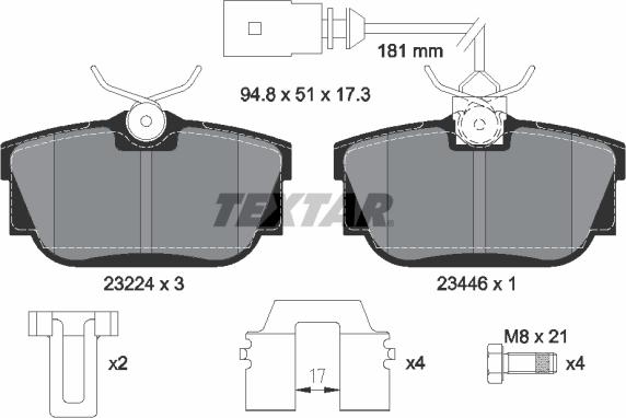 Textar 2322416 — Zestaw klocków hamulcowych, hamulce tarczowe