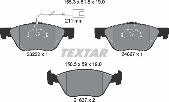 Textar 2322201 — Zestaw klocków hamulcowych, hamulce tarczowe