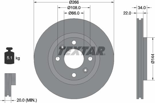 Textar 92111503 — Tarcza hamulcowa