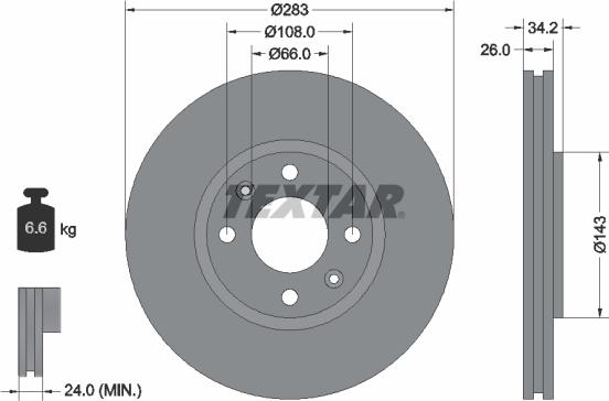 Textar 92111603 — Tarcza hamulcowa