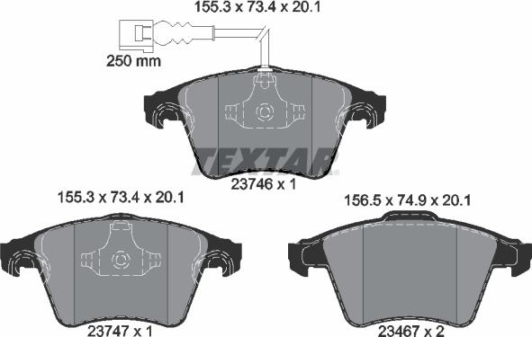 Textar 2374602 — Zestaw klocków hamulcowych, hamulce tarczowe