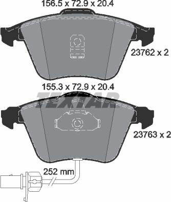 Textar 2376201 — Zestaw klocków hamulcowych, hamulce tarczowe