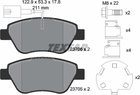 Textar 2370601 — Zestaw klocków hamulcowych, hamulce tarczowe