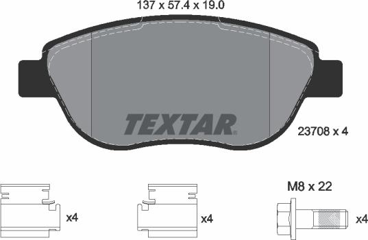 Textar 2370803 — Zestaw klocków hamulcowych, hamulce tarczowe