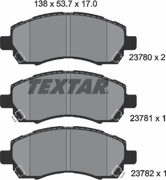 Textar 2378001 — Zestaw klocków hamulcowych, hamulce tarczowe