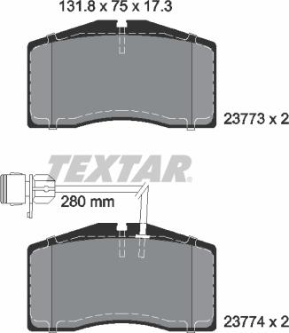 Textar 2377301 — Zestaw klocków hamulcowych, hamulce tarczowe