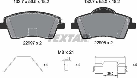 Textar 2299701 — Zestaw klocków hamulcowych, hamulce tarczowe