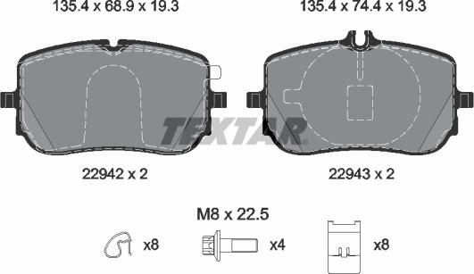 Textar 2294201 — Zestaw klocków hamulcowych, hamulce tarczowe