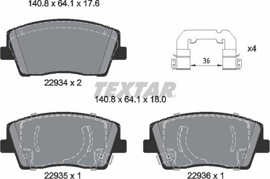 Textar 2293401 — Zestaw klocków hamulcowych, hamulce tarczowe
