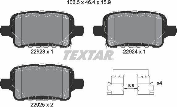 Textar 2292301 — Zestaw klocków hamulcowych, hamulce tarczowe
