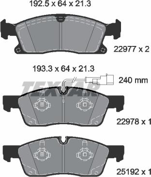 Textar 2297701 — Zestaw klocków hamulcowych, hamulce tarczowe