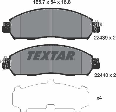 Textar 2243901 — Zestaw klocków hamulcowych, hamulce tarczowe
