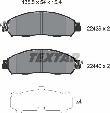 Textar 2243903 — Zestaw klocków hamulcowych, hamulce tarczowe