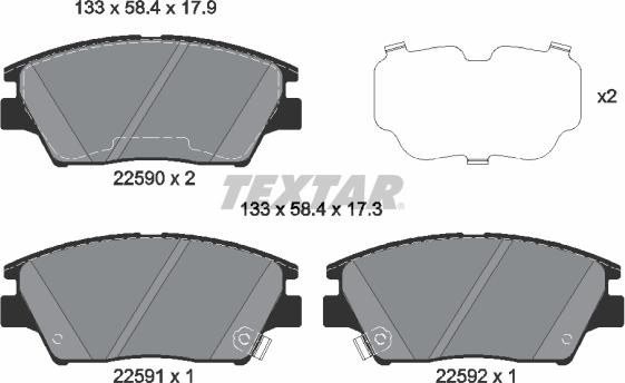 Textar 2259001 — Zestaw klocków hamulcowych, hamulce tarczowe