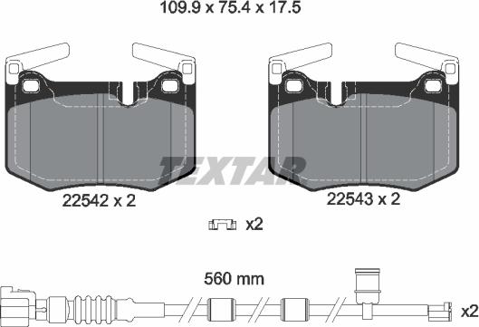 Textar 2254201 — Zestaw klocków hamulcowych, hamulce tarczowe