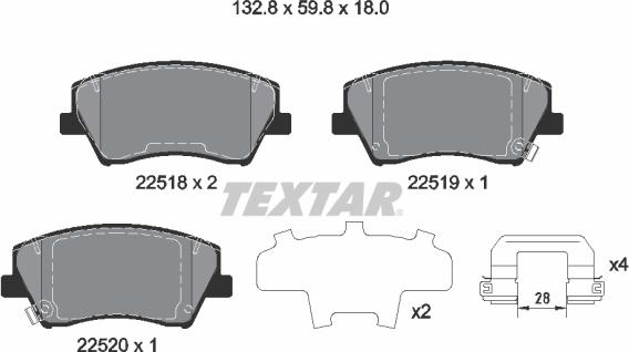 Textar 2251801 — Zestaw klocków hamulcowych, hamulce tarczowe