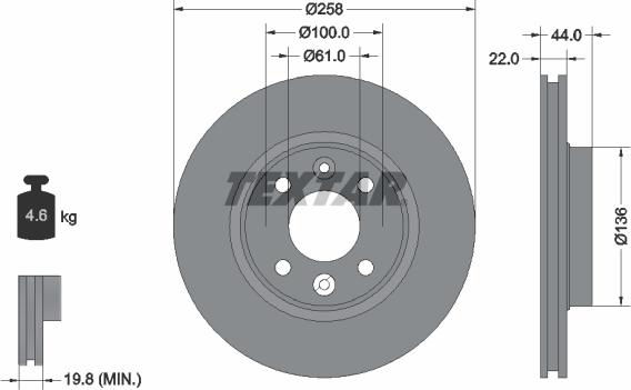 Textar 92255203 — Tarcza hamulcowa