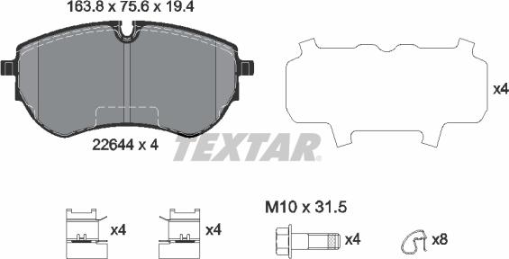 Textar 2264401 — Zestaw klocków hamulcowych, hamulce tarczowe