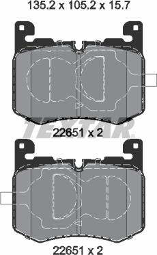 Textar 2265101 — Zestaw klocków hamulcowych, hamulce tarczowe