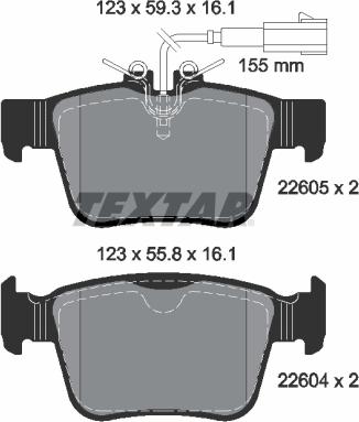 Textar 2260501 — Zestaw klocków hamulcowych, hamulce tarczowe