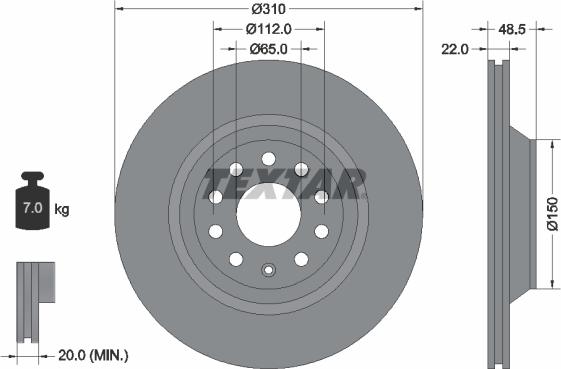 Textar 92140703 — Tarcza hamulcowa