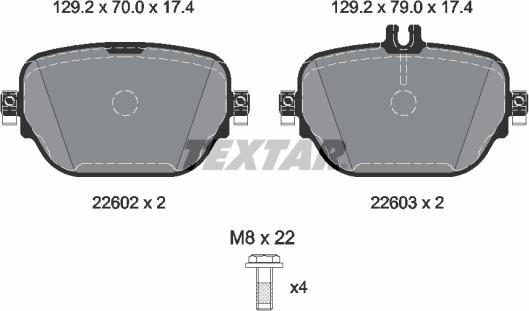 Textar 2260203 — Zestaw klocków hamulcowych, hamulce tarczowe