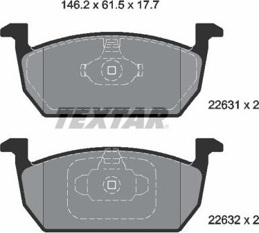 Textar 2263101 — Zestaw klocków hamulcowych, hamulce tarczowe