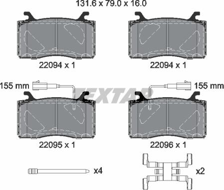Textar 2209401 — Zestaw klocków hamulcowych, hamulce tarczowe