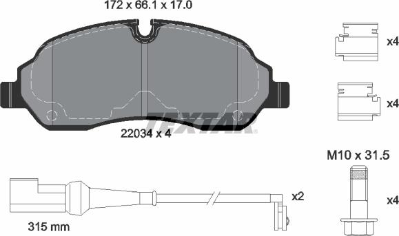 Textar 2203401 — Zestaw klocków hamulcowych, hamulce tarczowe