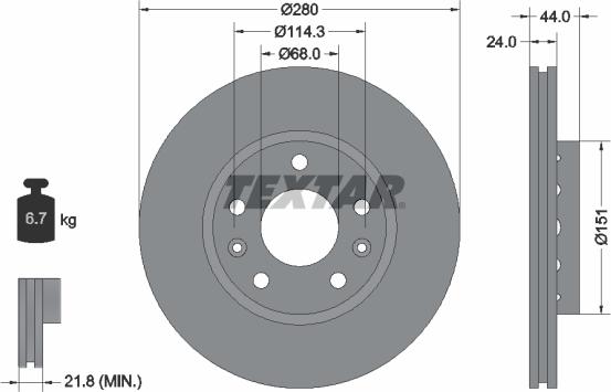Textar 92195505 — Tarcza hamulcowa