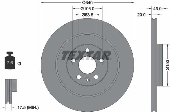 Textar 92304503 — Tarcza hamulcowa