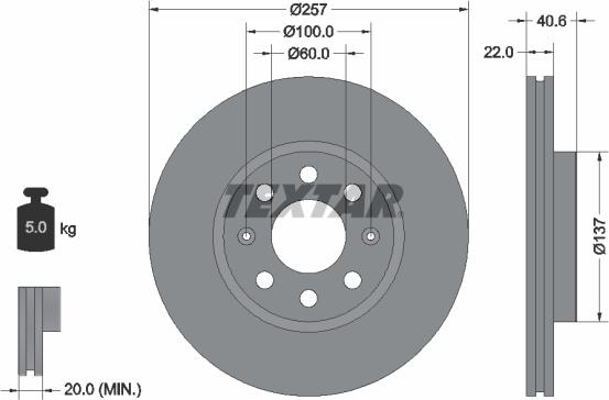 Textar 92145703 — Tarcza hamulcowa