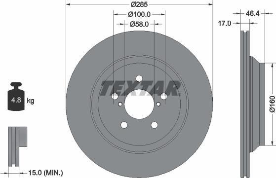 Textar 92309303 — Tarcza hamulcowa
