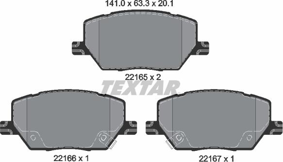 Textar 2216501 — Zestaw klocków hamulcowych, hamulce tarczowe