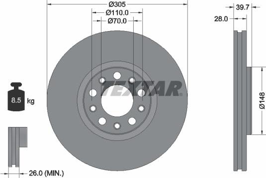 Textar 92293903 — Tarcza hamulcowa