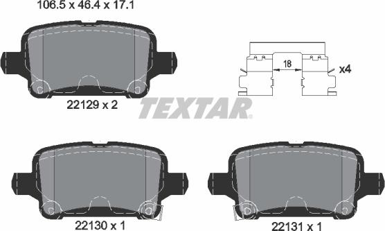 Textar 2212901 — Zestaw klocków hamulcowych, hamulce tarczowe