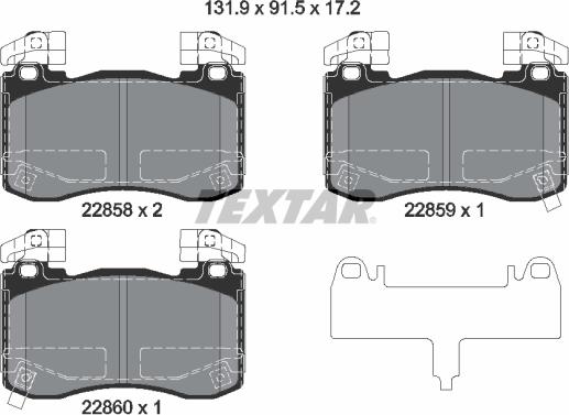 Textar 2285801 — Zestaw klocków hamulcowych, hamulce tarczowe
