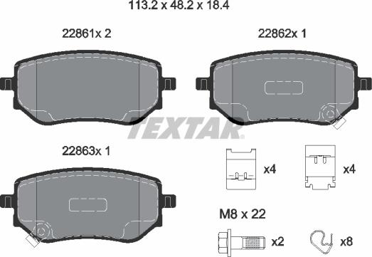 Textar 2286101 — Zestaw klocków hamulcowych, hamulce tarczowe