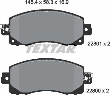 Textar 2280001 — Zestaw klocków hamulcowych, hamulce tarczowe