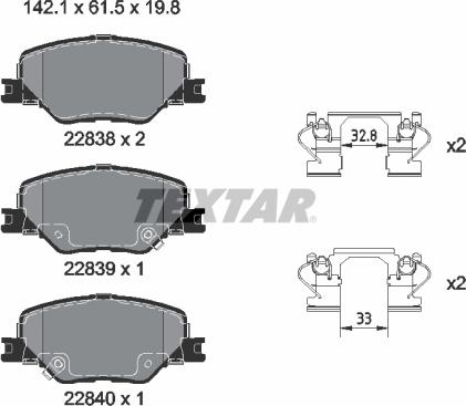 Textar 2283801 — Zestaw klocków hamulcowych, hamulce tarczowe