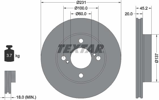 Textar 92309403 — Tarcza hamulcowa
