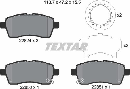 Textar 2282401 — Zestaw klocków hamulcowych, hamulce tarczowe