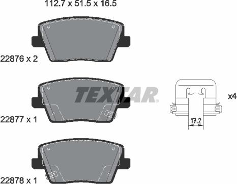 Textar 2287601 — Zestaw klocków hamulcowych, hamulce tarczowe